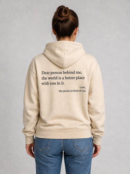 Sweaters - Dear Person Behind Me Hoodie Tan Cream Women's Small